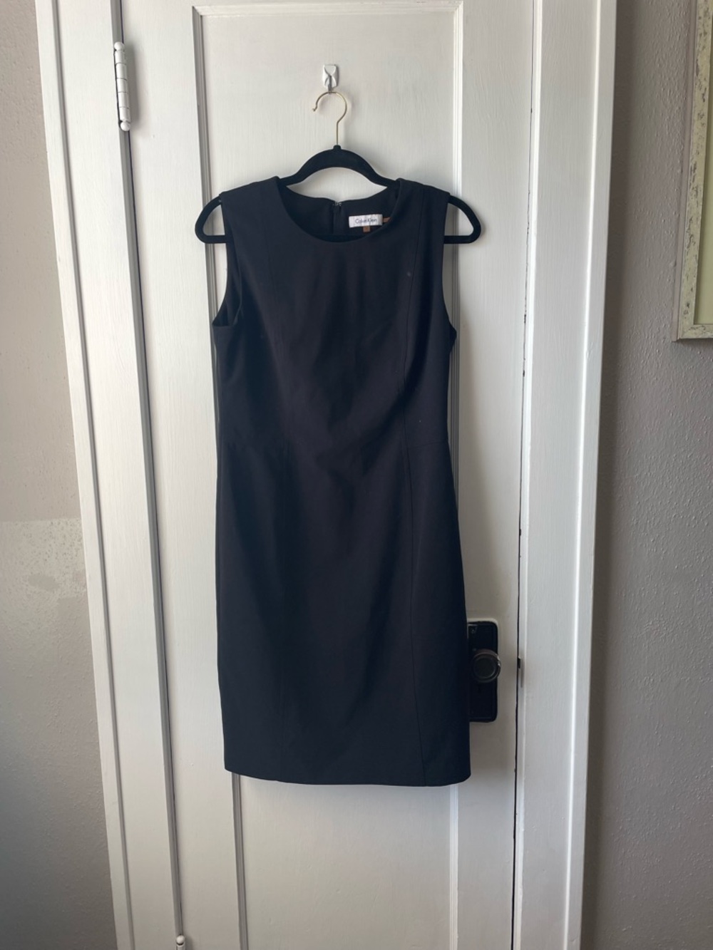 Calvin Klein Black Sleeveless Midi Sheath Dress 8R $30